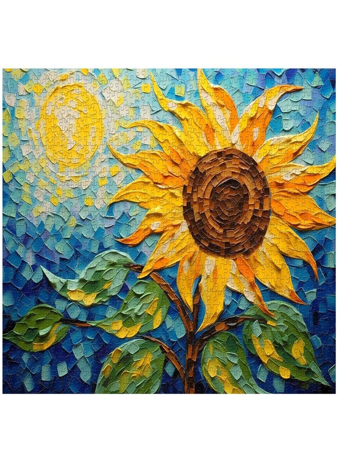 PPuzzling Sunflower Puzzles for Adults 1000 Pieces, Mosaic Flowers Painting Jigsaw Puzzles, Vintage Sunflower Plant Floral Art Puzzle as Flower Decor - Image 1